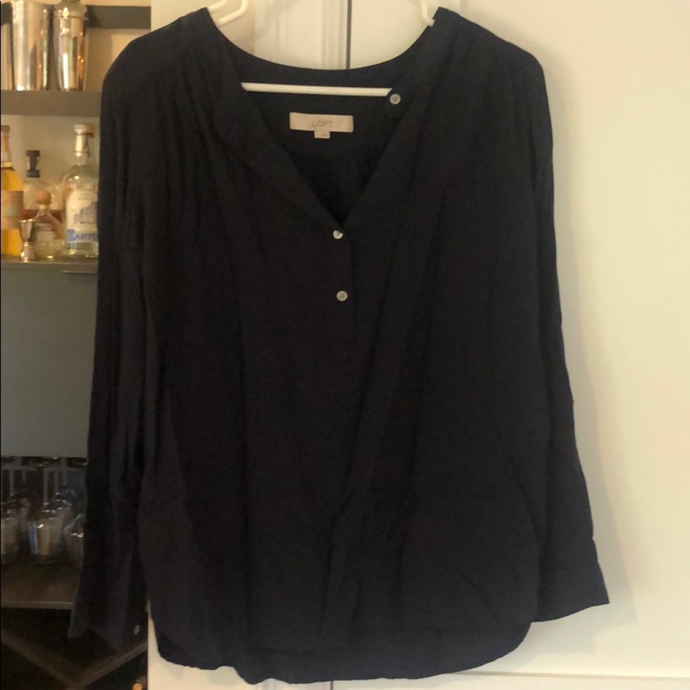 LOFT navy blouse size medium